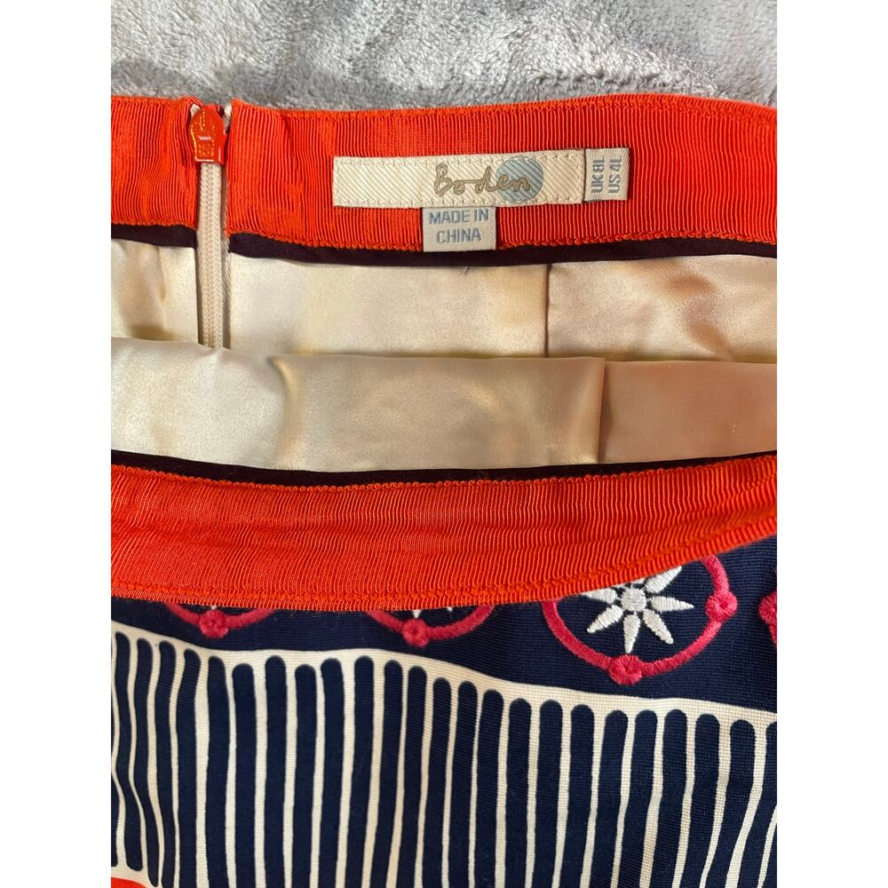 Boden colorful embroidered pencil skirt nautical geometric 4 Tall artsy preppy - Picture 8 of 8